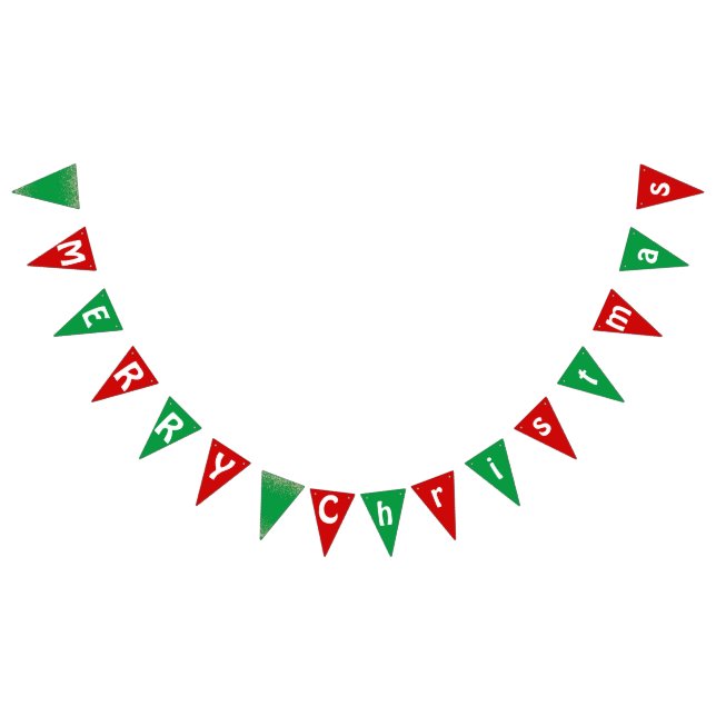 Simple RED GREEN Alphabet MERRY Christmas party Bunting (All)