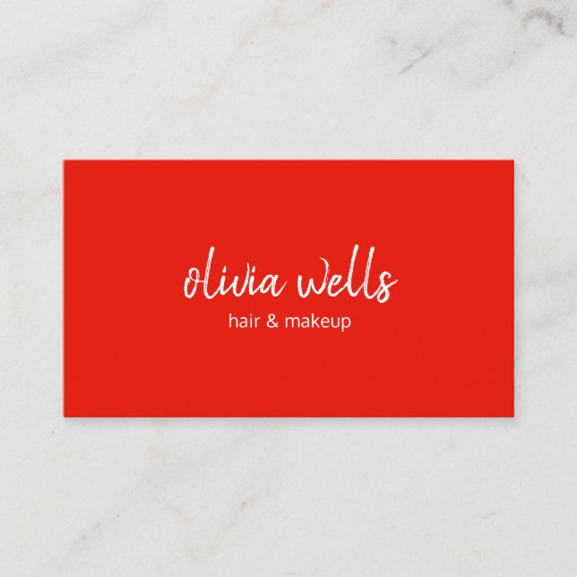 Simple Red Handwritten Social Media Icons Business Card (Front)