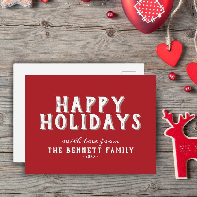 Simple Red Happy Holidays Postcard (Creator Uploaded)
