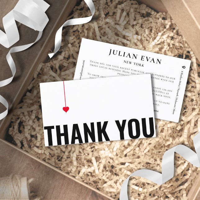 Simple Red Heart Black and White Thank You Card (Simple Red Heart Black and White Thank You Card for Business)