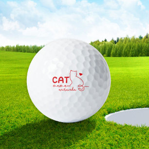 Simple Red Heart Cat Mom Mothers Day Golf Balls