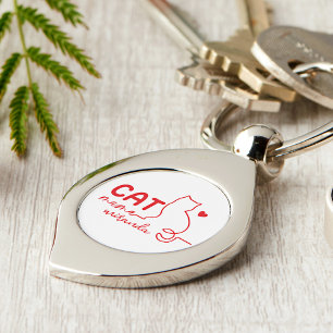 Simple Red Heart Cat Mom Mothers Day Key Ring