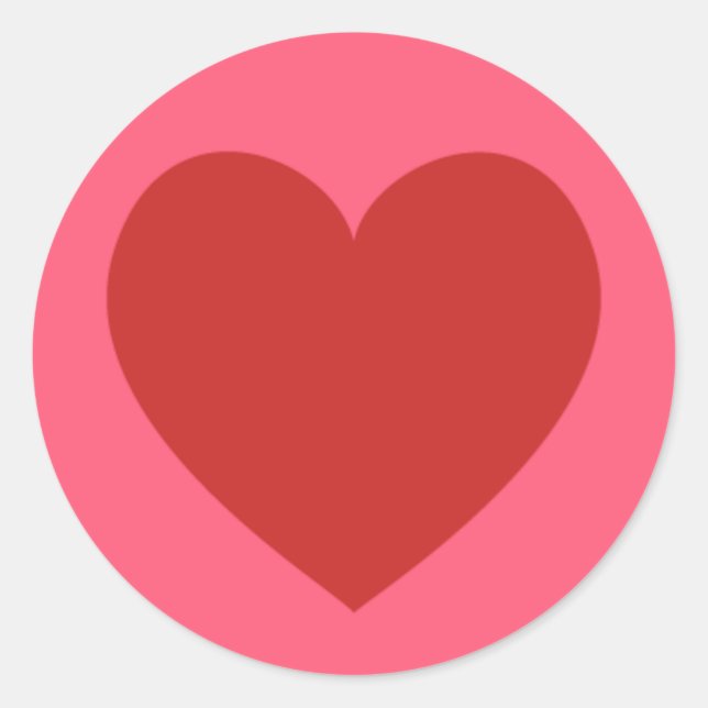 Simple Red Heart Classic Round Sticker (Front)