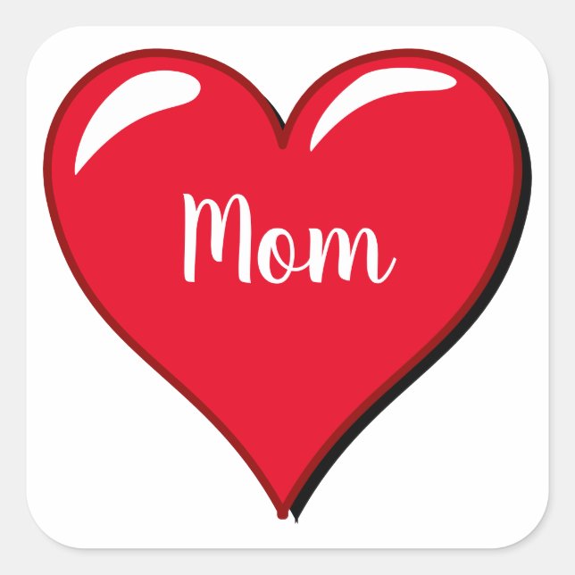 Simple red heart - for MOM Square Sticker (Front)