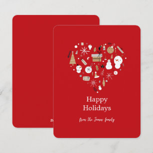 Simple Red Heart Gift Holiday Card