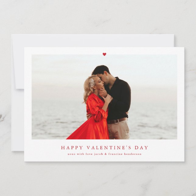 simple red heart happy valentine's day photo holiday card (Front)