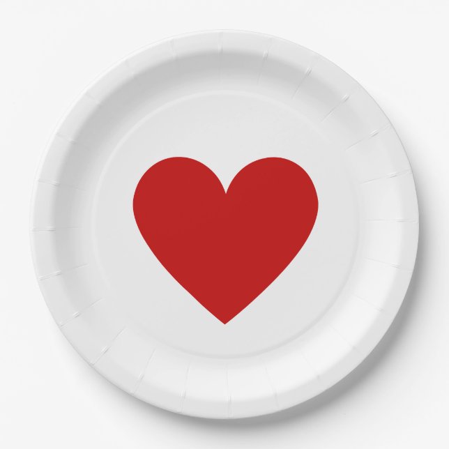 Simple Red Heart  Love Minimalist Modern Classic   Paper Plate (Front)