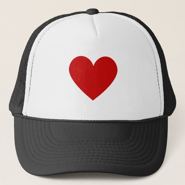 Simple Red Heart Minimal Modern Love Black White Trucker Hat (Front)