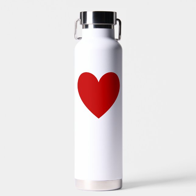 Simple Red Heart Modern Love Chic Minimal White  Water Bottle (Front)