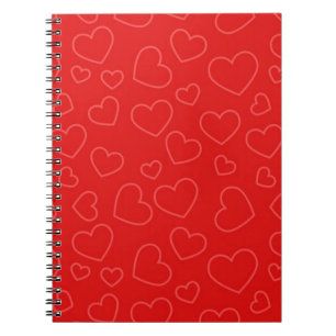 Simple Red Heart Pattern Notebook