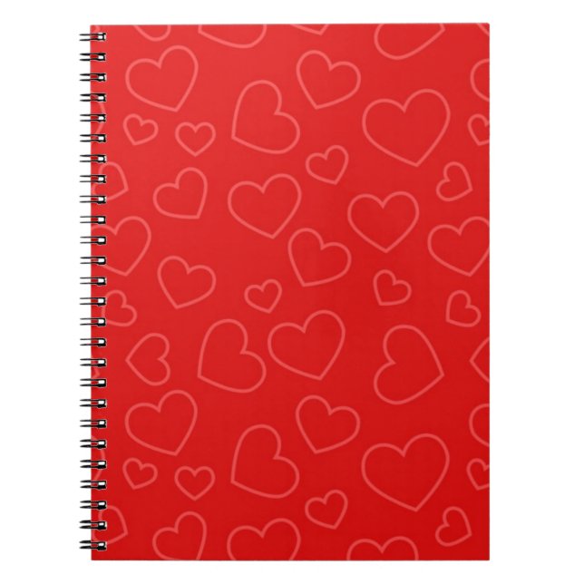 Simple Red Heart Pattern Notebook (Front)