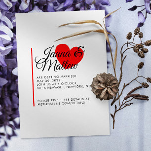 Simple Red Heart The Wedding Of Invitation
