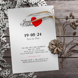 Simple Red Heart The Wedding Of Invitation   Date