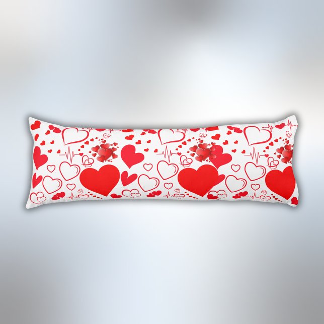 Simple Red Hearts Romantic Love On White | Body Cushion (Creator Uploaded)