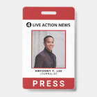 Simple Red Logo Press Employee Photo ID