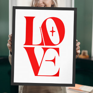 Simple Red Love Modern Typography Poster
