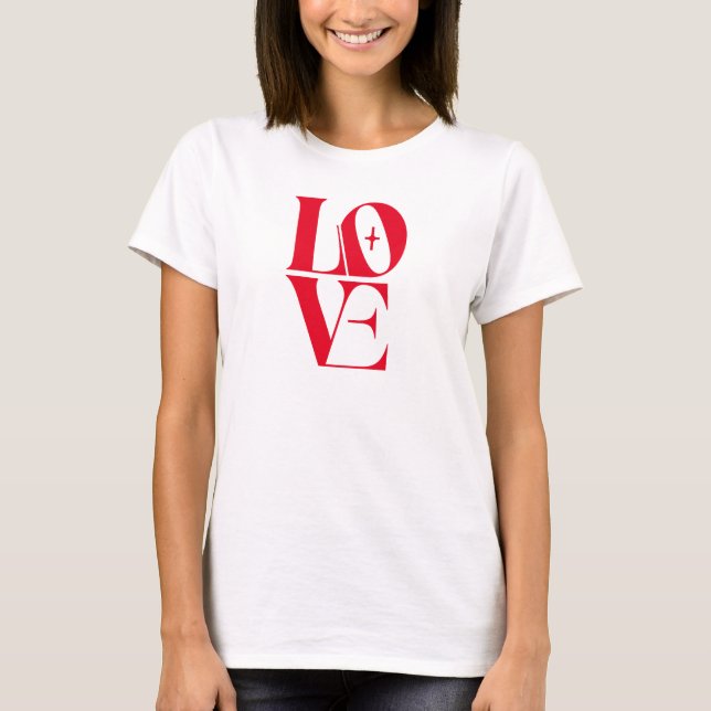 Simple Red Love Modern Typography T-Shirt (Front)