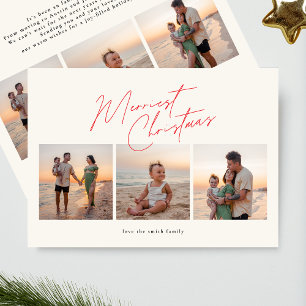 simple red merry christmas 6 photo collage happy holiday card