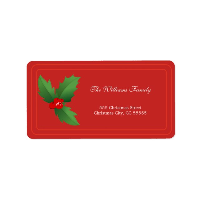 Simple Red Merry Christmas Address Label (Front)