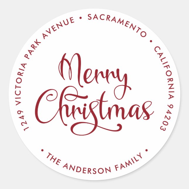 Simple Red Merry Christmas Return Address Labels (Front)