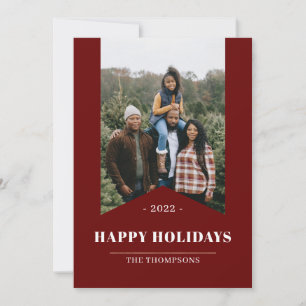 Simple Red Minimalist Happy Holidays Photo 2022 Holiday Card