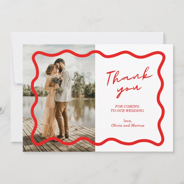  Simple red Modern Wedding Thank You Card (Front)
