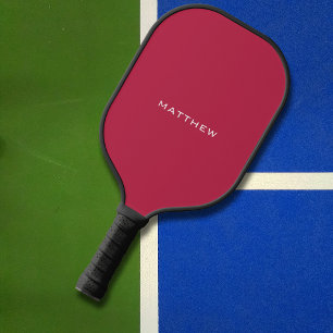 Simple Red Monogram Monogrammed Pickleball Paddle
