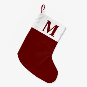 Simple Red Monogram Personalised Christmas Small C Stocking