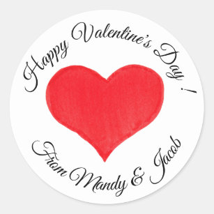 Simple Red Painted Heart Personalised Classic Round Sticker