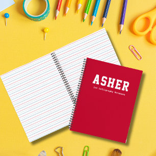 Simple Red Personalised Kindergarten Calligraphy  Notebook