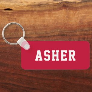 Simple Red Personalised School Backpack Name Tag Key Ring
