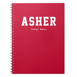 Simple Red Personalised School Notes Notebook
