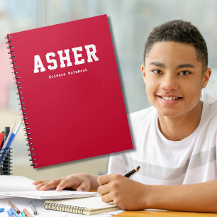 Simple Red Personalised School Subject  Notebook