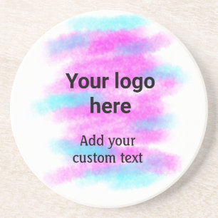 Simple red pi watercolor add your logo custom text coaster