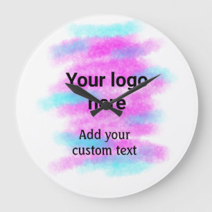 Simple red pi watercolor add your logo custom text large clock