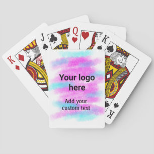 Simple red pi watercolor add your logo custom text playing cards