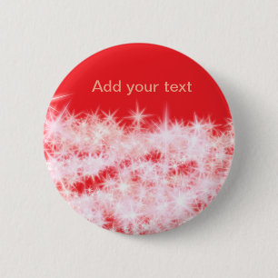 Simple red pink glitt sparkle stars add your text 6 cm round badge