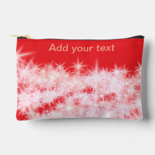 Simple red pink glitt sparkle stars add your text accessory pouch