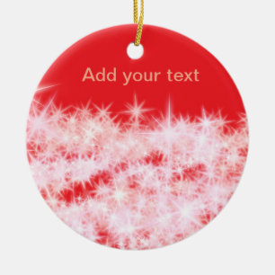Simple red pink glitt sparkle stars add your text  ceramic tree decoration