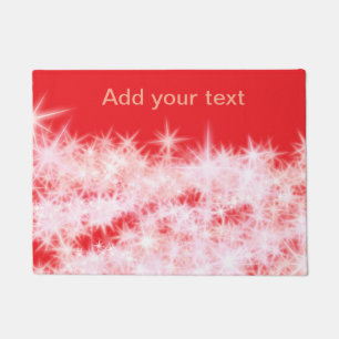 Simple red pink glitt sparkle stars add your text doormat