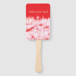 Simple red pink glitt sparkle stars add your text hand fan