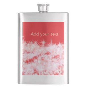 Simple red pink glitt sparkle stars add your text hip flask