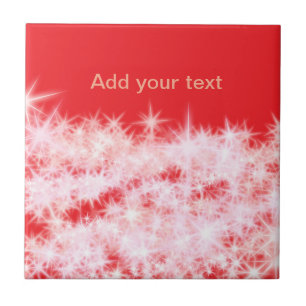 Simple red pink glitt sparkle stars add your text tile
