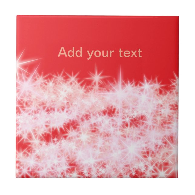 Simple red pink glitt sparkle stars add your text  tile (Front)