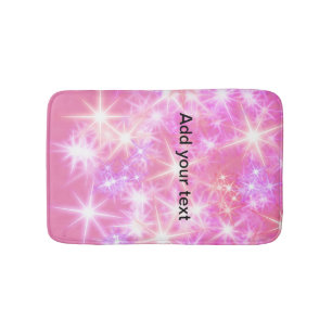 Simple red pink glittersparkle stars add your text bath mat