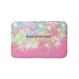 Simple red pink glittersparkle stars add your text bath mat