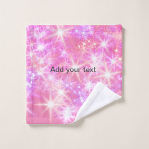 Simple red pink glittersparkle stars add your text bath towel set