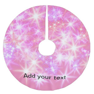Simple red pink glittersparkle stars add your text brushed polyester tree skirt