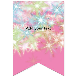 Simple red pink glittersparkle stars add your text bunting 
