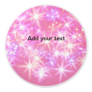 Simple red pink glittersparkle stars add your text ceramic knob